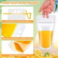 thumbnail image 4 of ZAKASEA 100 Bolsas de Bebidas, Con Popote y Embudo, 500ml Bolsas para Jugo Transparentes con Pajita, Bolsas de Bebidas Selladas de Grado Alimenticio, Adecuado para Bebidas Fr&iacute;as y Calientes, 4 of 9