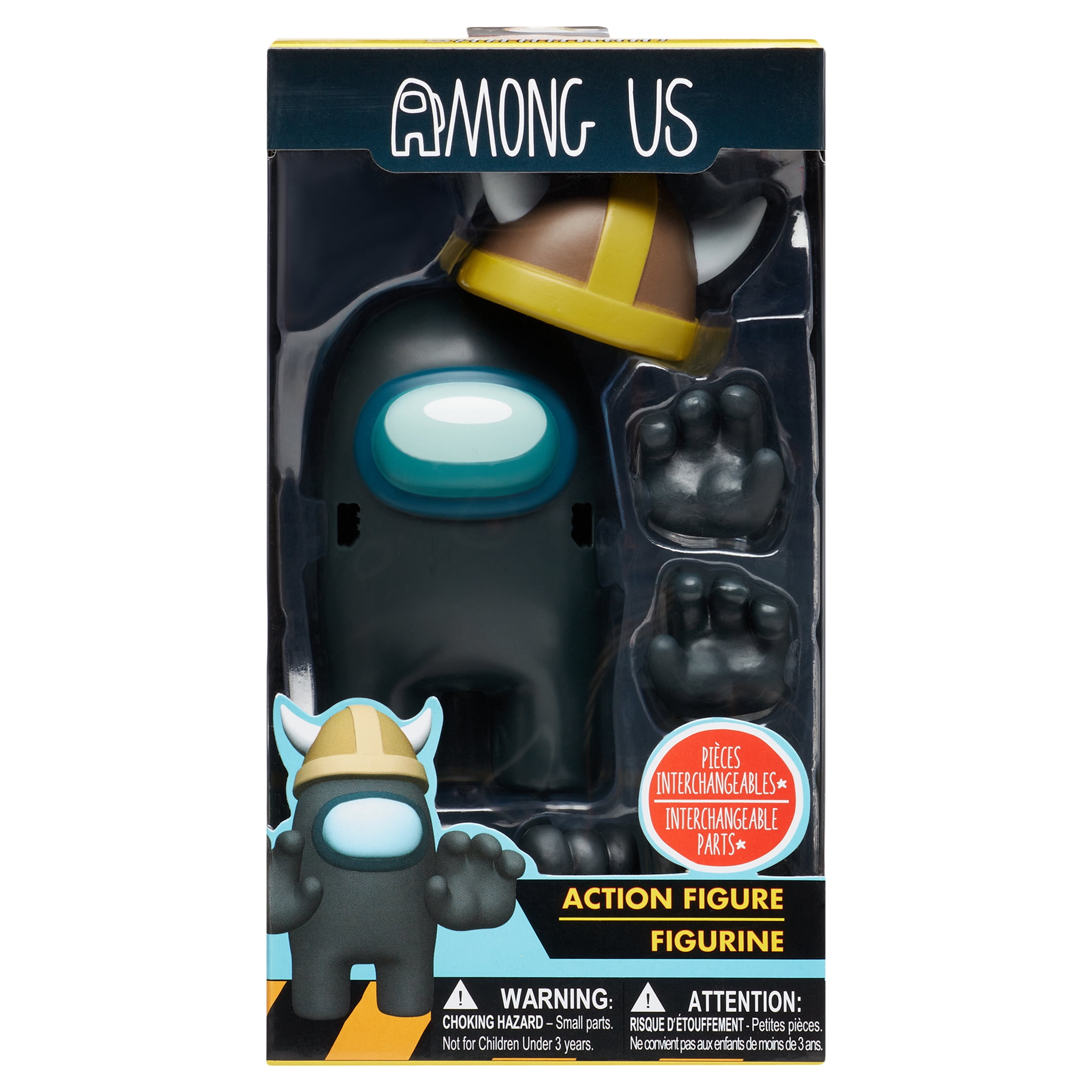 Among Us Black Crew Member Action Figure with Viking Hat (4") for Children Ages 3+