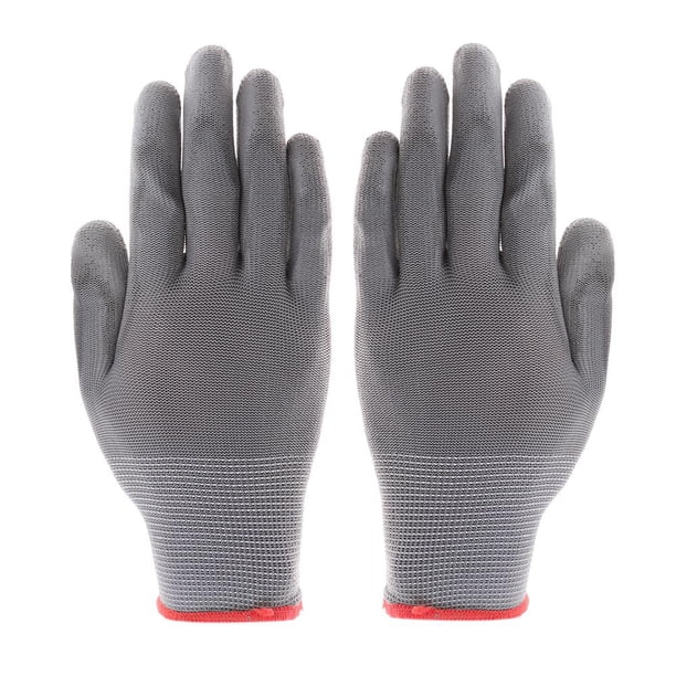 ISC Hygiene & Safety 12 Pares De Guantes De Trabajo, Nylon, Revestimiento De PU; En Tallas Pequeña (7), Media (8), Grande (9), XL (10), XXL (11); Sin Costuras, Versátil, Negro, S (7