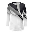 thumbnail image 4 of Femmes Automne Hiver Col Rond Manches Longues T-Shirt Haut Poche Poche Poche Poche Blouse Manches, 4 of 4