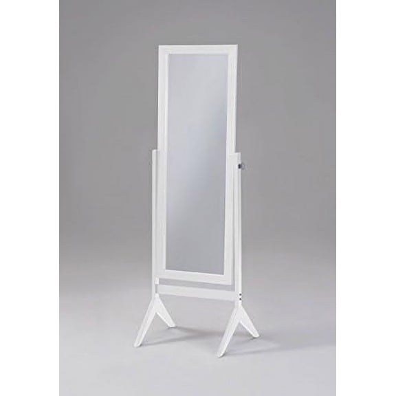 White Finish Wooden Cheval Bedroom Free Standing Floor Mirror