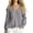 Gray 02, variant on Cute Tops for Women Solid V Neck Long Sleeve Blouse, Bubble Cuff Ruffle Hem Loose Linen Blend Pullover Top, Casual Lightweight Shirt Short Sleeve Shirts for Women