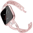 thumbnail image 1 of Pulsera brillante compatible con Fitbit Versa/Versa 2 bandas para mujer pulseras de acero inoxidable de repuesto para Versa Lite Edition/Versa SE accesorios elegante correa de metal plata + oro rosa Adepaton WMZL-990-4, 1 of 9