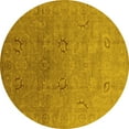 thumbnail image 1 of Ahgly Company Machine Washable Indoor Round Oriental Yellow Industrial Area Rugs, 5' Round, 1 of 4