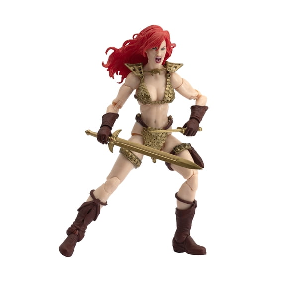 Boss Fight Studio Epic H.A.C.K.S. Limited Edition Red Sonja Gold & Red Action Figure – Highly Articulated Collectible, Customizable Figurine with Accessories & Interchangeable Parts – 1:12 Scale