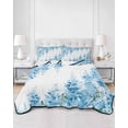 thumbnail image 2 of Quilts Full Size Bedding Set, Teal Blue Wisteria Lightweight Quilted Comforter, Sprinng Summer Pastoral Botanical Soft Reversible Bedspread Coverlet with Pillow Covers for All Season, 78" x 90", 2 of 7