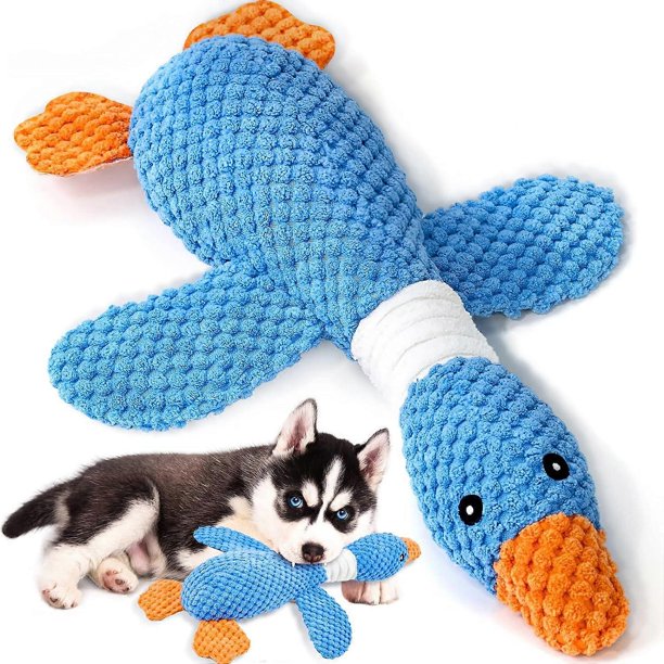 Goose Indestructible Dog Toys, Crinkle Squeaky Dog Toys Plush Dog Toy Puppy Chew Toys for Teeth