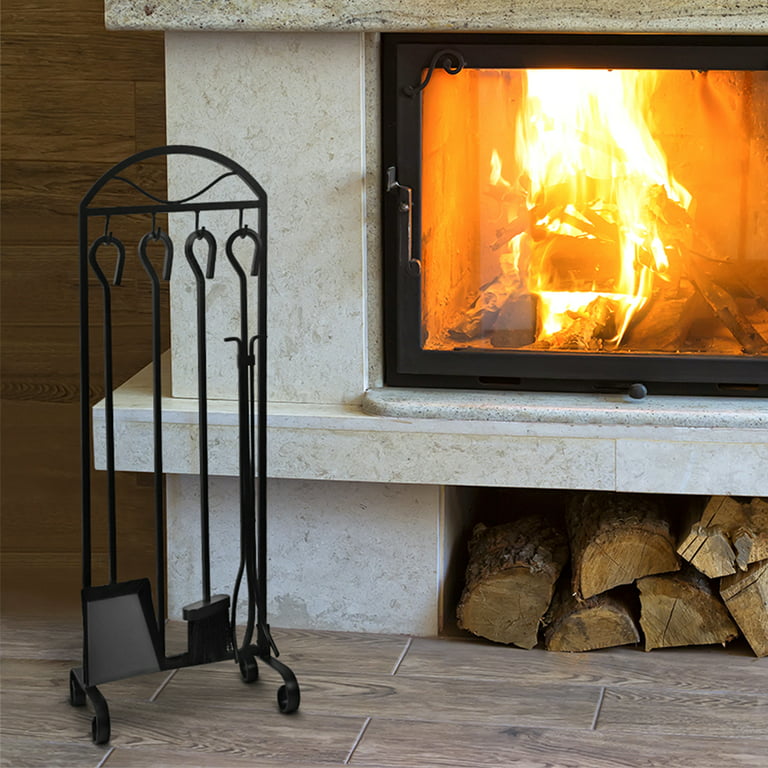 AMAGABELI GARDEN & HOME Firewood Rack Fireplace Tool Rack Indoor Wood  Holders Fireplace Outdoor Log Holder Rack Lumber Storage Stacking Black  Stove