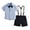 R04-Blue, variant on RMGVDSD Baby Boy Formal Short Set Toddler Summer Gentleman Outfits Short Sleeve Bowtie Shirt Tops Suspender Shorts Suits Boys Party Wear Valentines Outfits