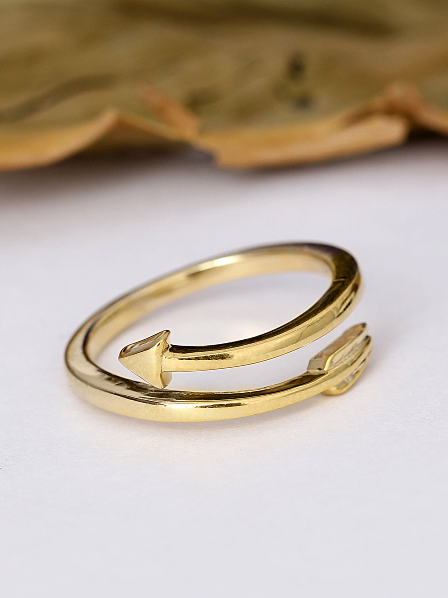 JewelersClub 14K Gold over Silver Arrow Friendship Ring for Women | Dainty 14k Gold over Silver Promise Ring For Women | Silver Open Band Cupid’s Arrow Ring For Women