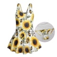 thumbnail image 5 of Xoenoiee Sunflower Bee Print Girls One Piece Swimsuits Sleeveless Swim Dress for Girls Hawaiian Skirted Bathing Suit Summer Swimwear, Size 3-4 Years, 5 of 7