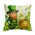 thumbnail image 2 of VBBHG St Patricks Day Shamrock Dwarf Gnome Pillow Cover, 17.71x17.71 Inch Clover Gold Coins Tiny Ladybug Cushion Case Decoration for Sofa Couch, 2 of 6