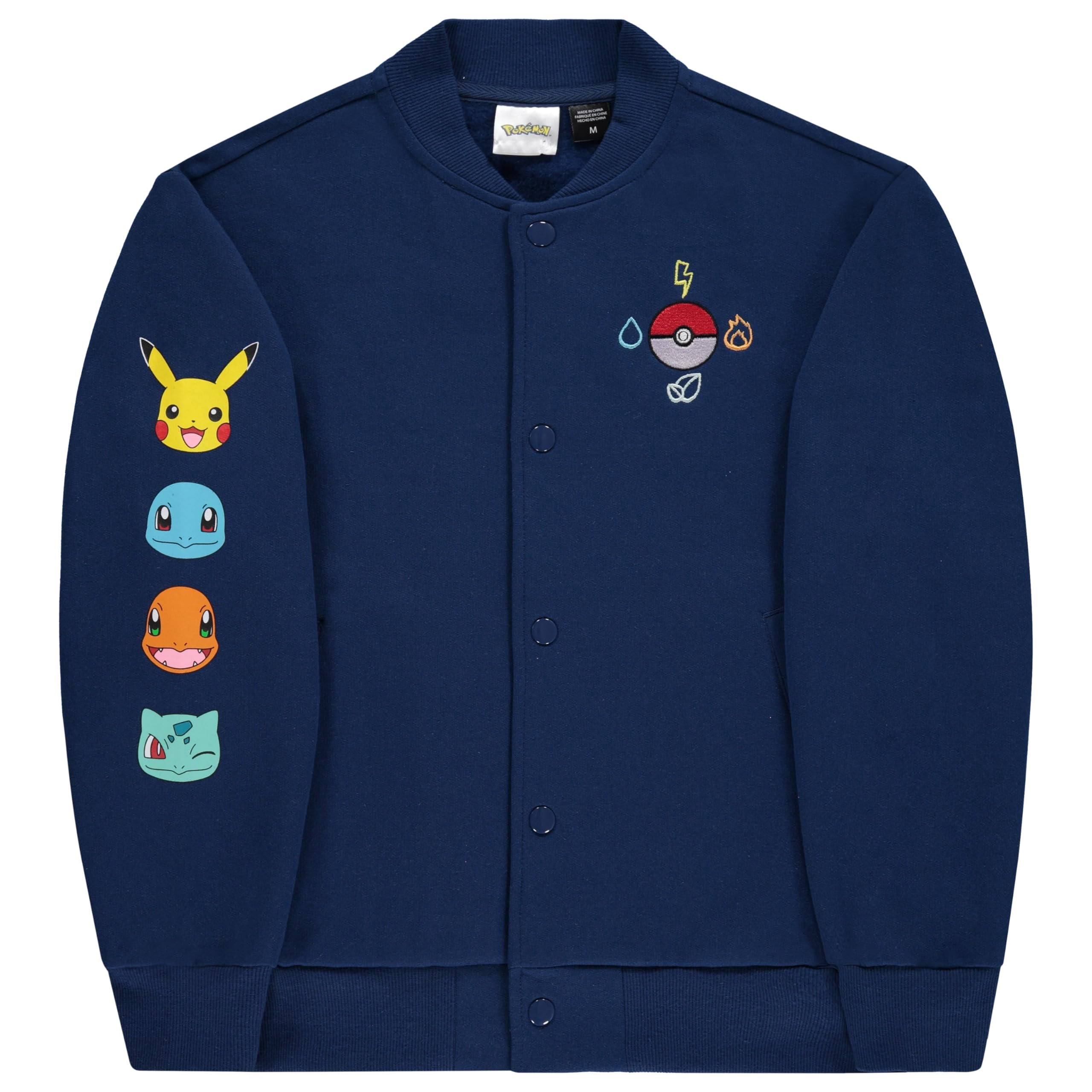 Boys Pokemon Fleece Bomber Jacket- Little and Big Boys Sizes 4-16