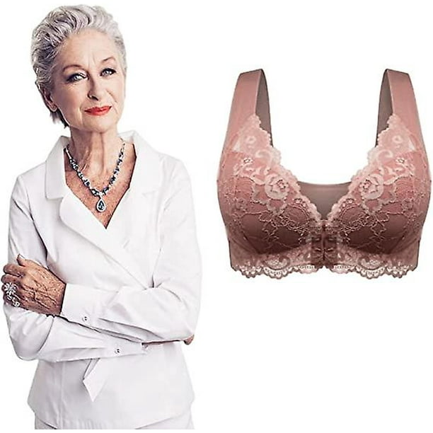 Large Size Bra For Older Women Front Closure, Valentine's Day, Back  Seamless Lace Bra 
