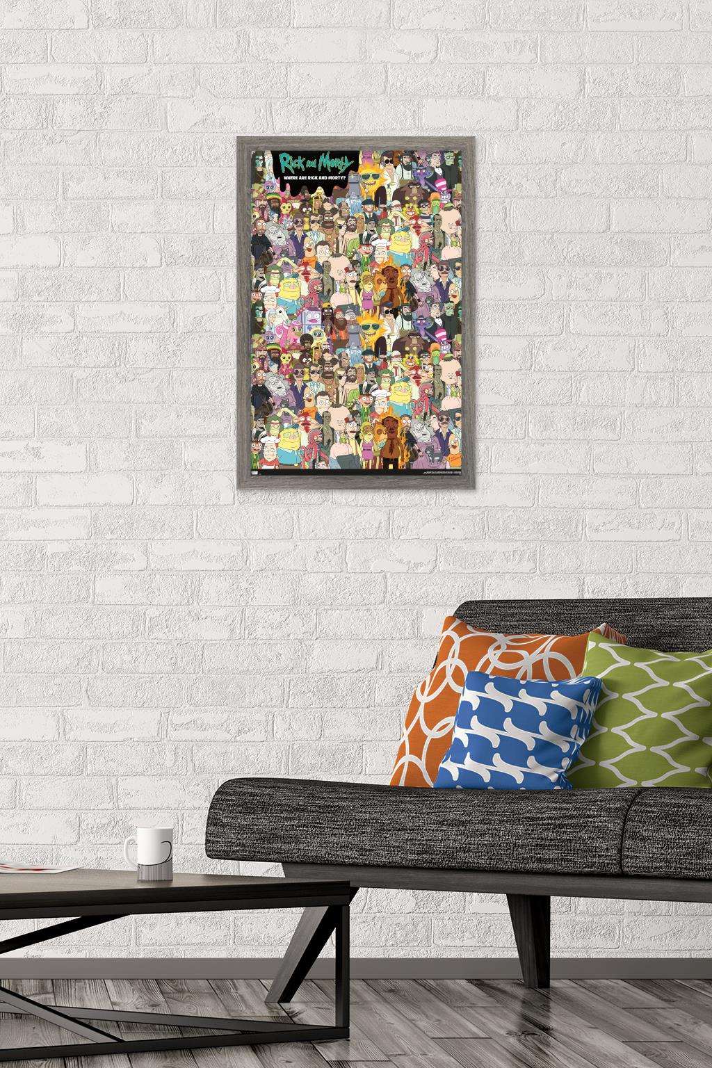 Rick And Morty - Where's Rick? Wall Poster, 14.725" x 22.375", Framed