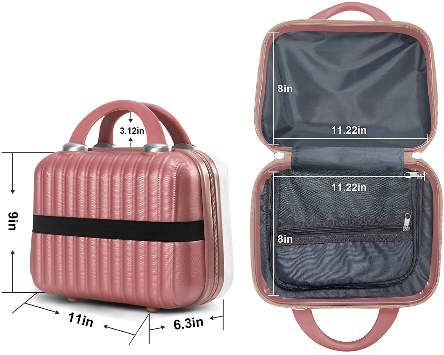 Makeup Travel Case Hard Cosmetic Organizer Bag Small Makeup Bag Box Retro Mini Abs Carrying Suitcase For Women Girls
