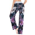 thumbnail image 6 of Women's Long Sleep Pants Home Pants Sleep Pants Wide-Leg Pants Design Elastic Fabric Casual Pants S Purple Flowers, 6 of 7