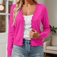 thumbnail image 2 of Arlun Fall Cardigans for Women Lightweight Knit Open Front Solid Color Sweater Tops Long Sleeve Button down Scalloped V-Neck Cropped Cardigan Casual Teacher Outfits, 2 of 4