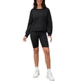 thumbnail image 2 of Sudadera recortada ATHLECHIC para mujeres, cuello redondo, suéter de felpa oversized, moda, tops de pullover de otoño, XL negro, 2 of 5