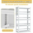 thumbnail image 6 of 69” Tall Metal Bookshelf, Heavy Duty Bookcase, Modular Bookshelf with Expansion Capability, 5-Tier Adjustable Bookshelves for Heavy Books, Library, Living Room, Office. White Bookshelf., 6 of 12