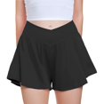 thumbnail image 4 of XIMIN Girls Butterfly Shorts Crossover High Waisted Athletic Shorts with Pockets 2 in 1 Flowy Running Skorts for Teen Tennis Running Workout (9-10 Years, Black), 4 of 5