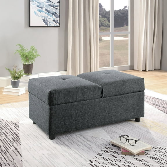 Newboti Furniture Gray Color Stylish 1pc Storage Ottoman Convertible Chair Foam Cushioned Fabric Upholstered Solid Wood Plywood Frame Living Room Furniture 06583