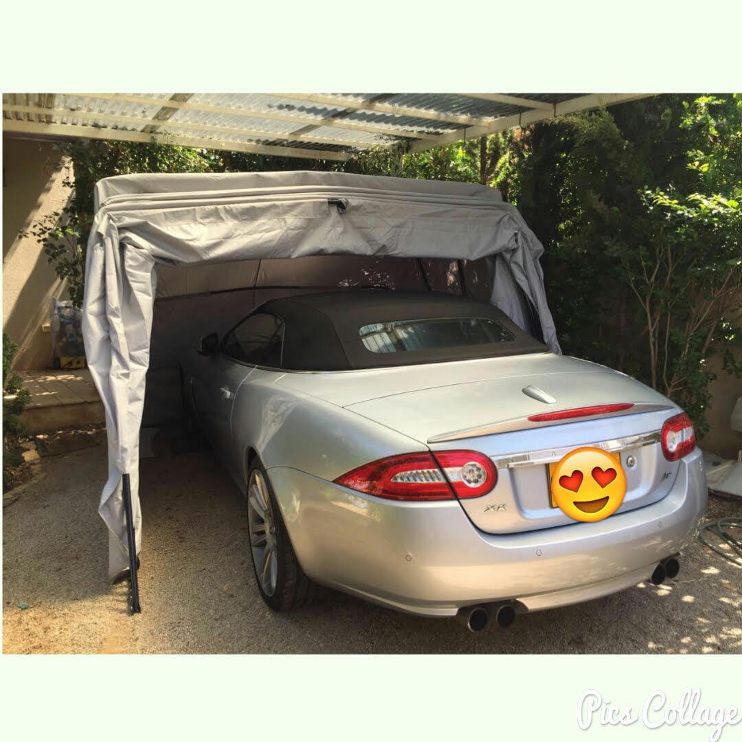 Ikuby Medium Carport, 102.3 x 228 x 81.5 in, Gray