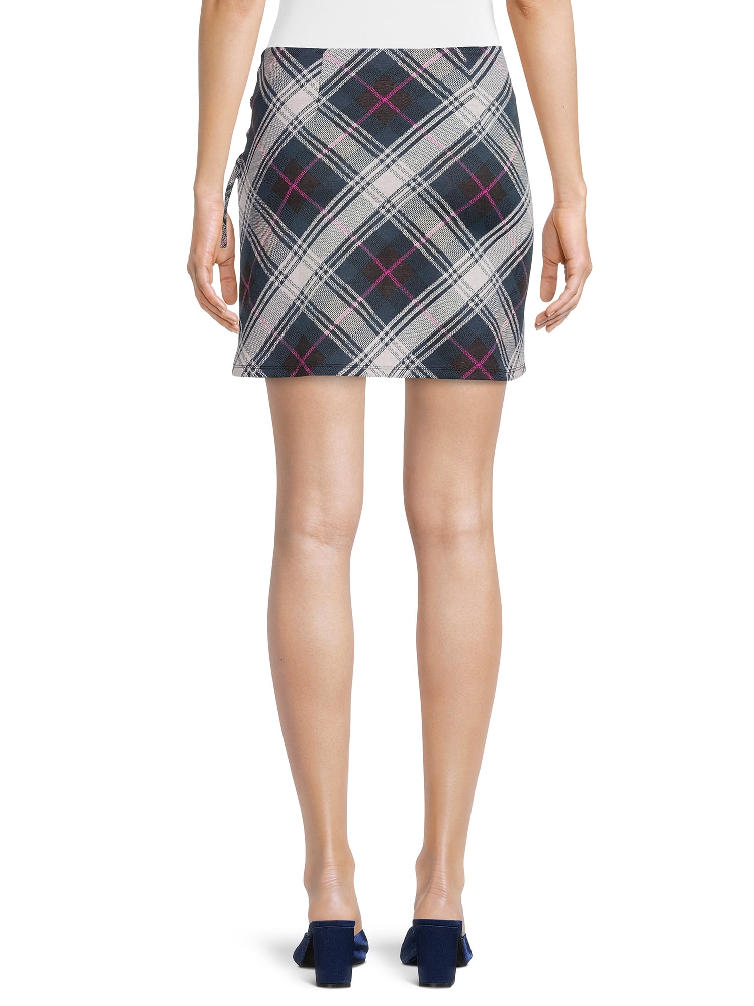 Madden NYC Junior's Side Lace-Up Plaid Skirt