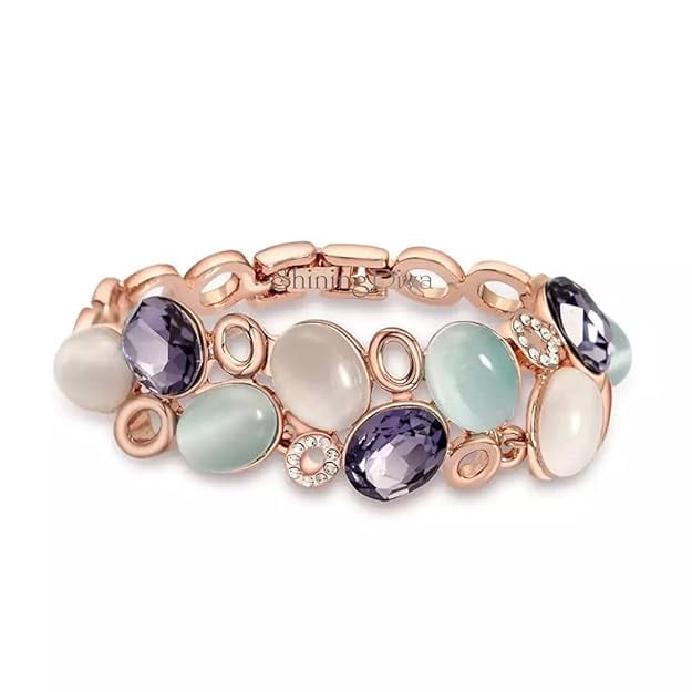 Jewellery Hub Latest Stylish Rose Gold Austrian Crystal Bracelet For Women And Girls (11942B), Free Valentine Gift for Girlfriend