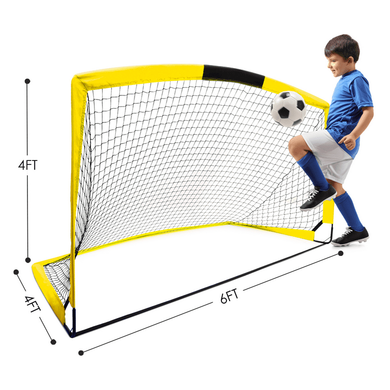 INTEY 6'x4' Soccer Goals, Set of 2 Foldable Soccer Nets for Backyard for  Kids and Teens,Yellow