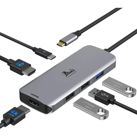 Hub USB C Double HDMI, Adaptateur USB C vers Double Moniteurs pour Double HDMI 4K, 3 Ports de Charge USB, Station d'Accueil USB C Double Moniteur pour Dell XPS 13/15, Lenovo Yoga, HP x360 /Elitebook, etc.