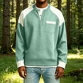 thumbnail image 5 of Men Fall Blouse Mineart Men's Color Block Knit Button Up Shirt Raglan Long Sleeve Shirt 3-Button Stand Collar With Chest Pocket Soft Casual Tops, 5 of 6