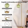 thumbnail image 7 of Glass Floor Lamp for Living Room, Modern Standing Lamp with Ribbed Glass Lampshade Pedal Switch, 67” Tall Lamp for Bedroom Study Room, Brushed Gold (2700K LED Bulb Included), 7 of 7