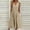 Khaki, variant on Patlollav Womens Casual Sleeveless V-Neck Button Striped Print Pocket Maxi Dress