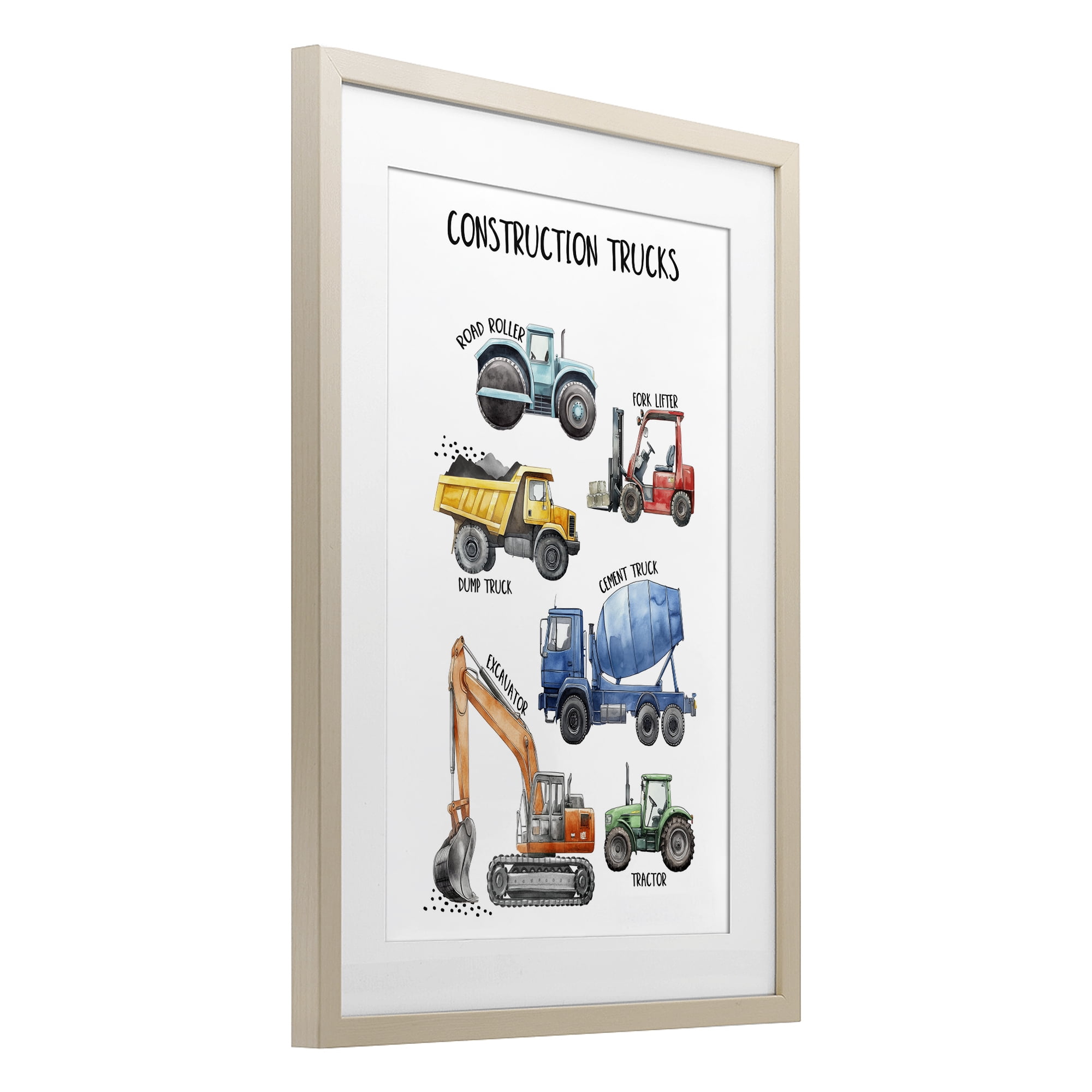 Stupell Industries Utility Trucks Construction Birch Framed Print Under Glass, design by Christine Simpson Art