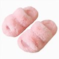 thumbnail image 2 of Cdudpw Boys Girls Fuzzy House Slippers Cute Comfy Faux Slip On Fluffy Plush Open Toe Home Slides for Kids Indoor Outdoor Warm Shoes(W227-Pink), 2 of 5