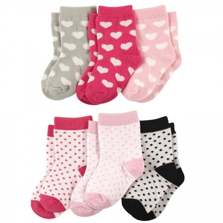 

Luvable Friends Baby Girl Newborn and Baby Socks Set Hearts Dots 0-6 Months
