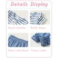 thumbnail image 5 of 9 Months Baby Girls Clothes 12 Months Girls 2PCS Outfits Set Crew Neckline Infant Girls Short Sleeve Stripe Top Pants Set Blue, 5 of 6