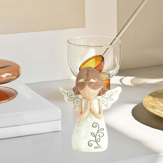 Zenithome Statue Commémorative d'Ange en Résine de 3,9 Pouces, Figurine Sculptée Peinte à la Main pour la Déco de la Maison, Cadeau pour la Fête des Mères, l'Amitié, la Guérison et l'Encouragement