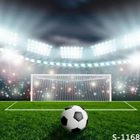 Image of ABPHOTO Polyester 5x7ft Soccer Football Green Field Pitch Photograph Backdrop Background