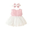 thumbnail image 4 of Zwiiyzr Infant Baby Girl Summer Clothes Baby Girl Romper Dress Sleeveless Embroidery Baby Cute Dress with Headband 0-2T Pink, 4 of 6