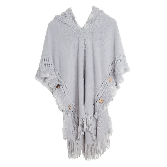 MuZeFu Shawl Wraps for Women Plus Size Winter Warm Oversized Women's Fashion Solid Color Shawl European And American Spring And Winter Large Size Knitwear Button Hooded Cape Shawl