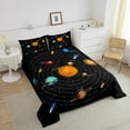 thumbnail image 3 of Universe Themed Decor Comforter Set Outer Space Bedding Set Queen Size, Solar System Bedding Comforter Sets Teens Space Planet Print Duvet Insert 3 Pcs Space Theme Quilt, 3 of 5