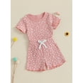thumbnail image 5 of Toddler Baby Girls Shorts Clothing Set, 6 12 18 24 Months 2T 3T 4T Short Sleeve Crew Neck T-shirt with Shorts Floral Summer Outfit, 5 of 9