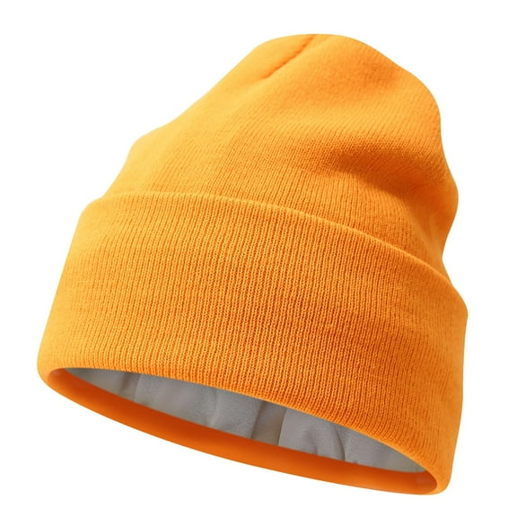 Unisex Satin Lined Beanies Skiing Beanie Hats Ideal Christmas Gift (Orange One Size)