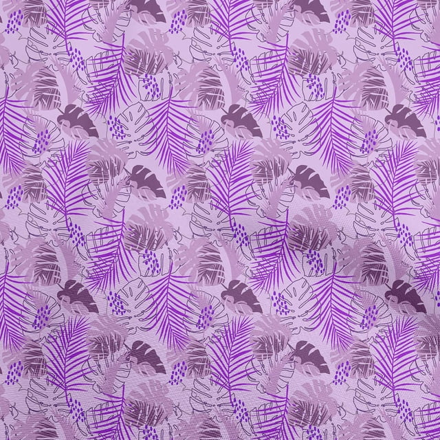 oneOone Velvet Pastel Purple Fabric Tropical Leaf Craft Projects Decor Fabric Printed By The Yard 58 Inch Wide
