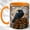 Orange, variant on Autumn Raven Coffee Mug, Stained Glass Bird Mug, Ceramic 11 oz