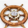 thumbnail image 4 of Nagina International Pirate Style Nautical Wood Crafted Ship Wheel | Teak Finish | Captain Maritime Beach Home Decor Gift (16 Inches), 4 of 6