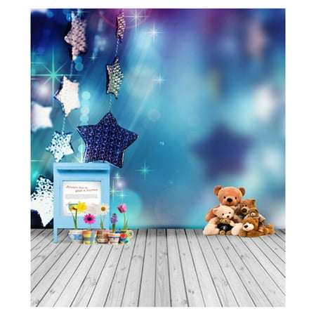 Image of Christmas Backdrop Photography Kids Stars Bears Background Baby Newborn 5 X6.5ft