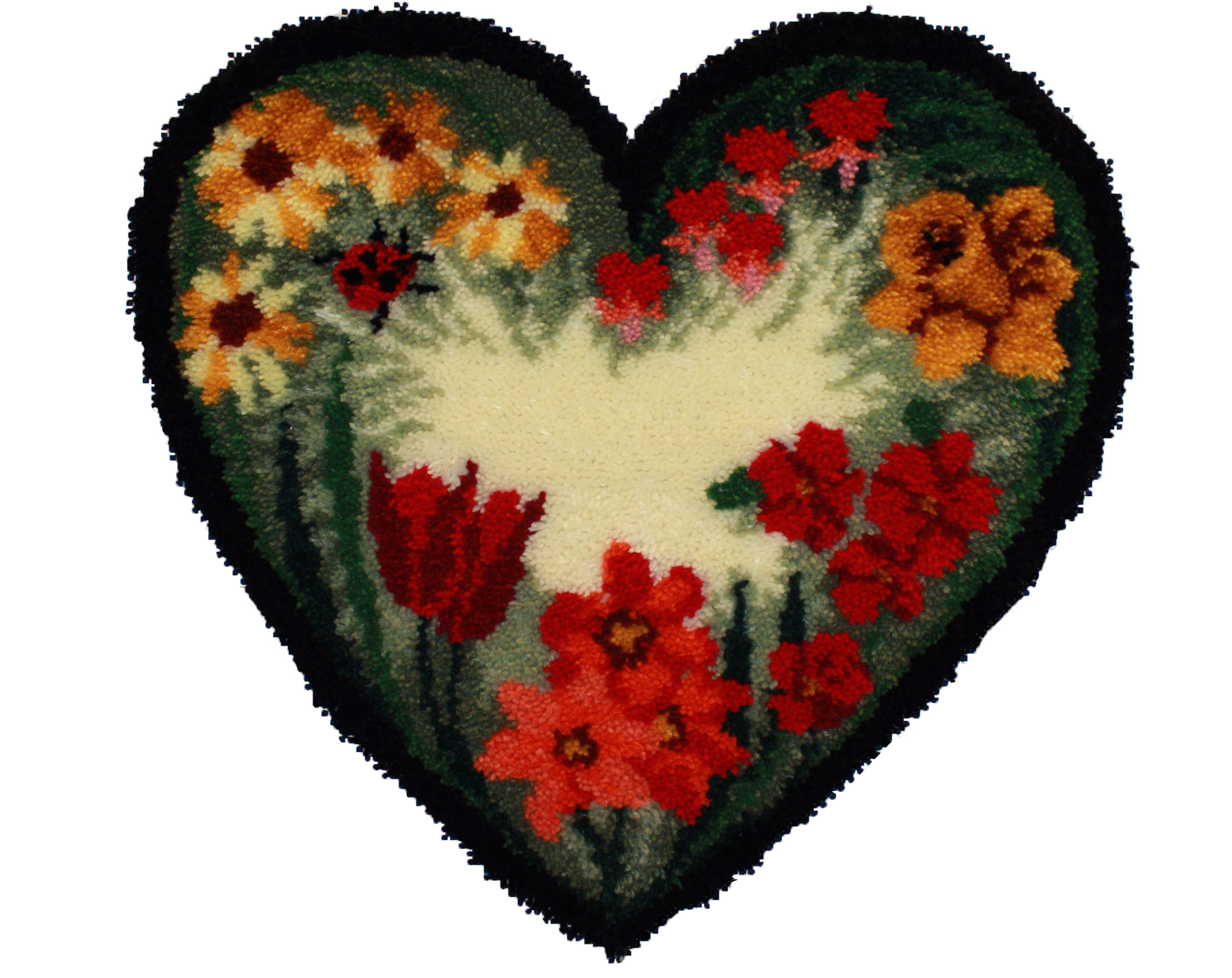 Summer Floral Heart Shaped Latch Hook Rug Kit